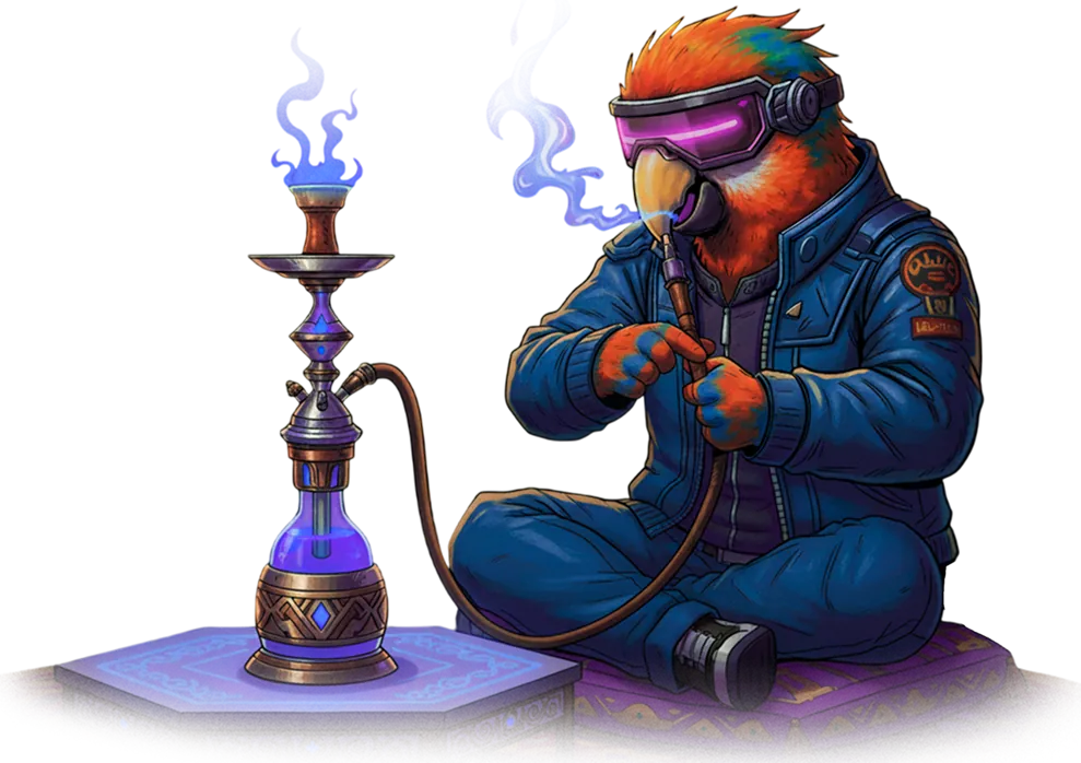 CUBE mascot with shisha