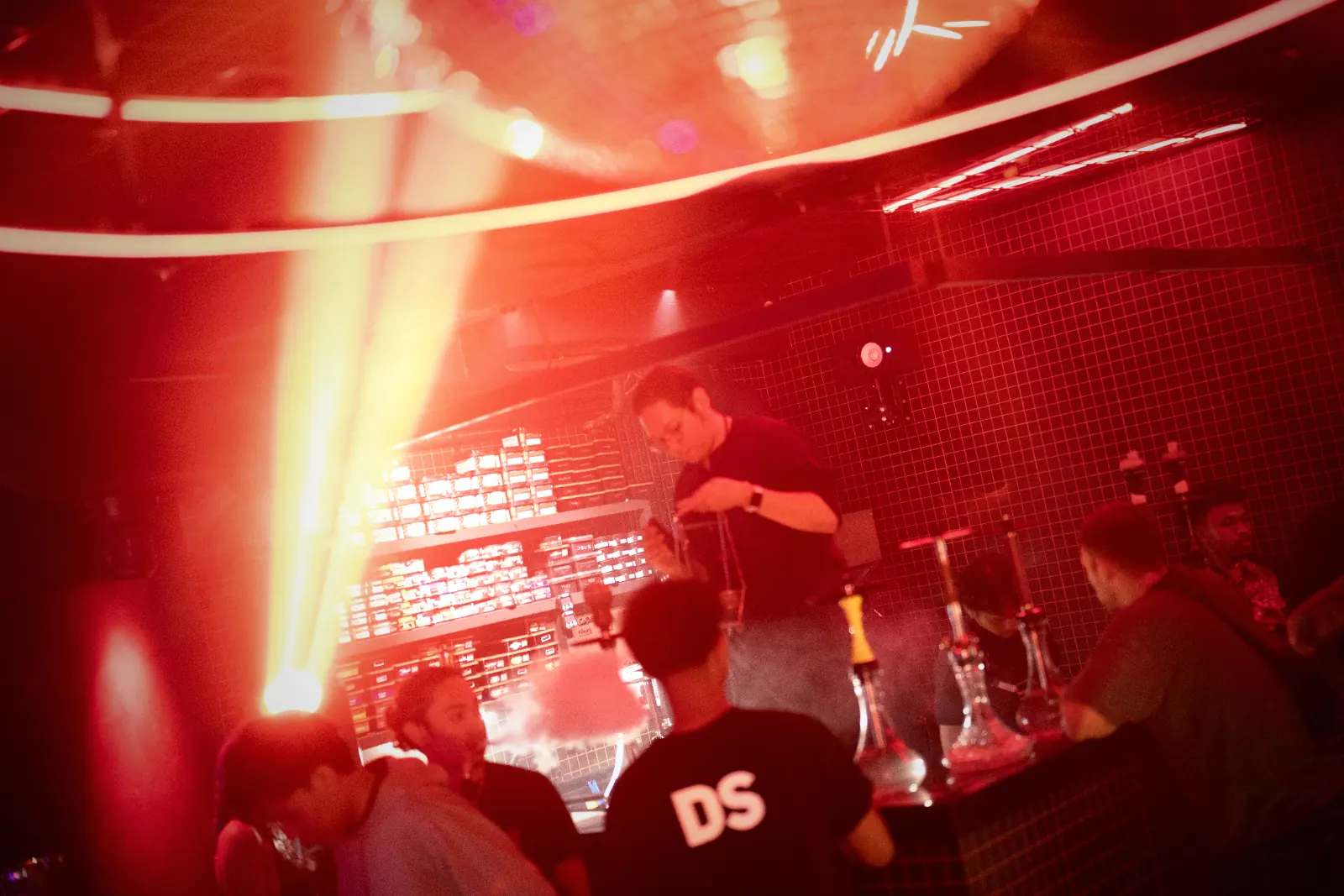 Bar in laser light